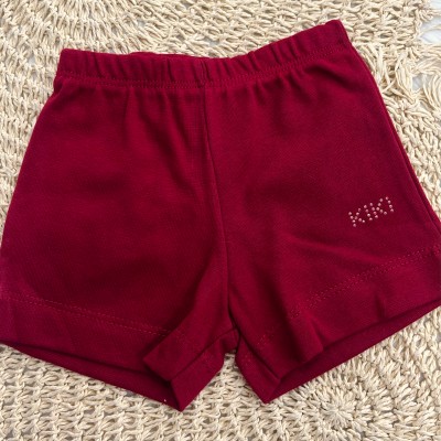 Conj. Body Bordado Cerejinha e Short Vermelho